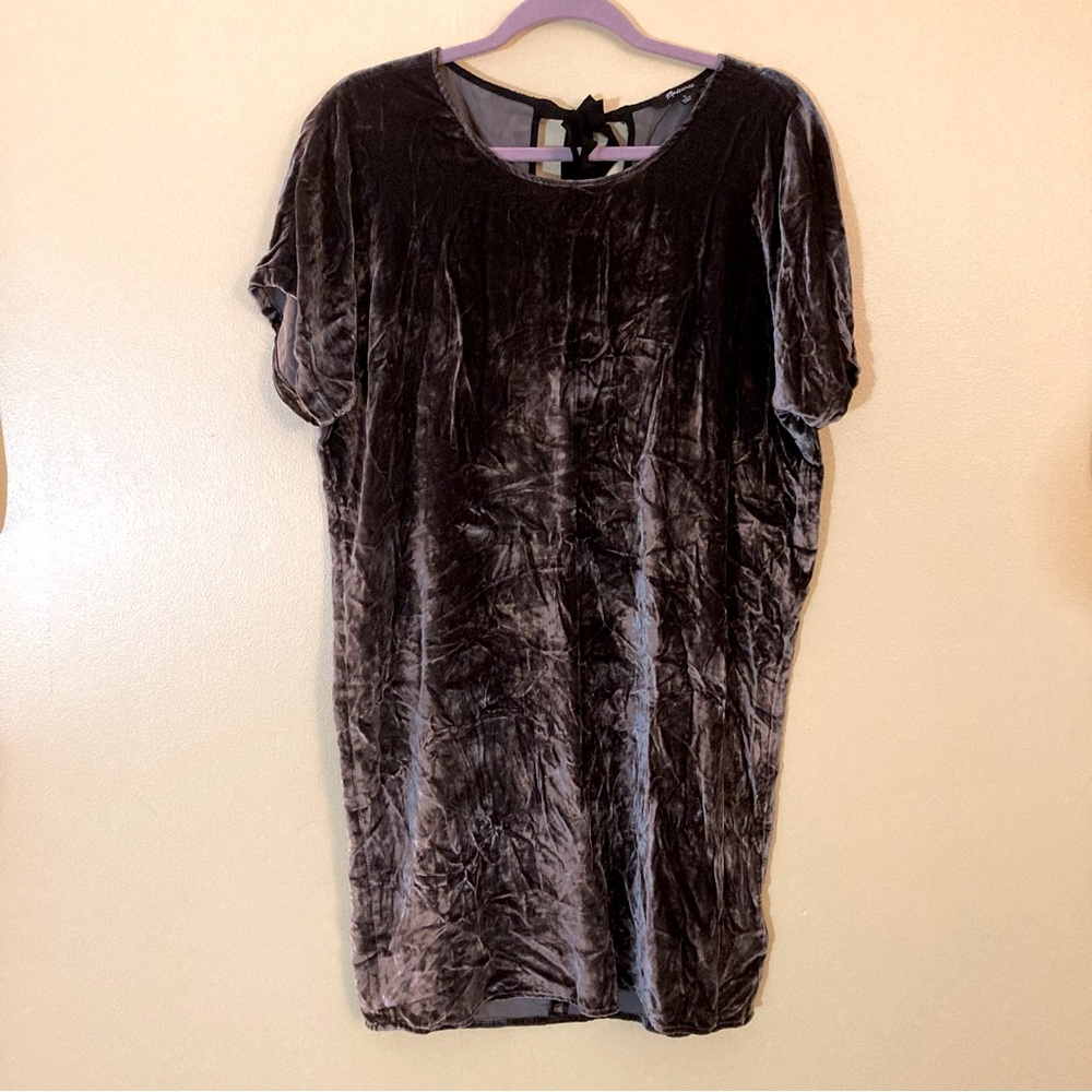 Madewell Velvet Bow Back Tee Dress